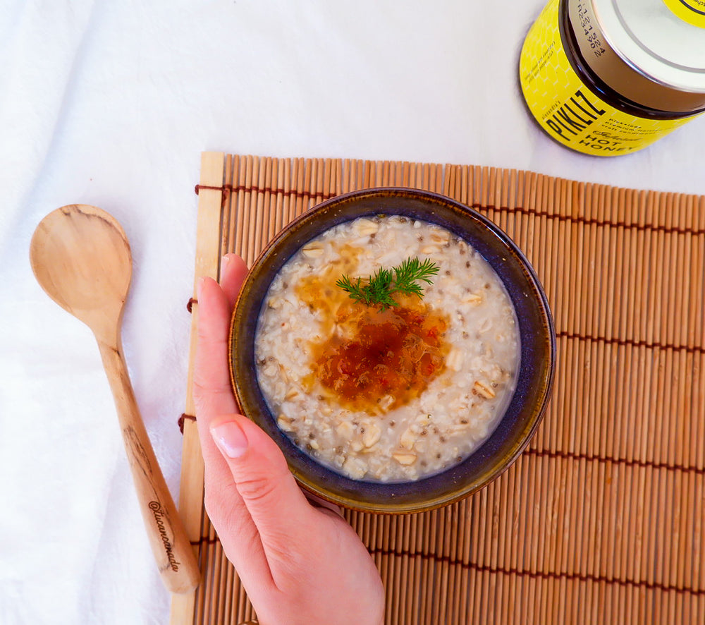 Superfood Oatmeal with Alexandra's Pikliz Infused Hot Honey