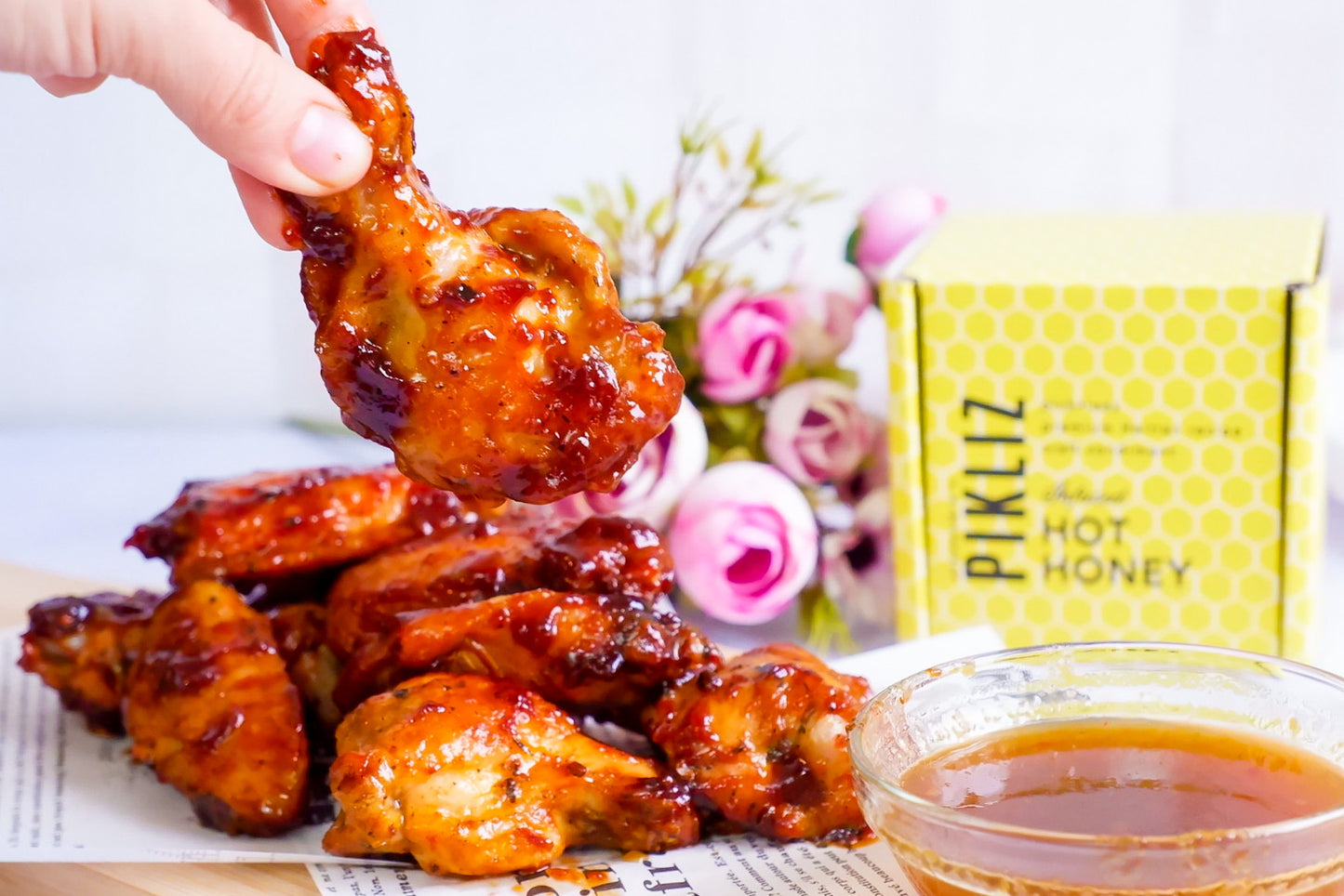 Sticky Chicken Wings with Alexandra’s Hot Honey Pikliz
