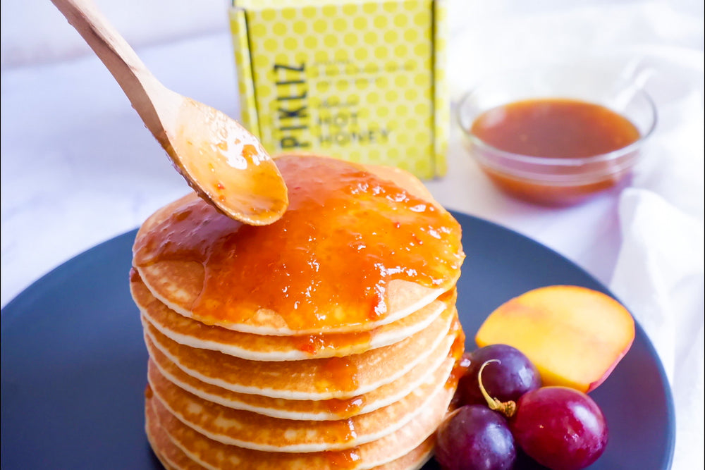 Buttermilk Pancakes with Alexandra's Pikliz Infused Hot Honey