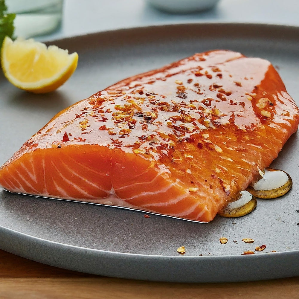 Salmon with Alexandra's Pikliz Infused Hot Honey