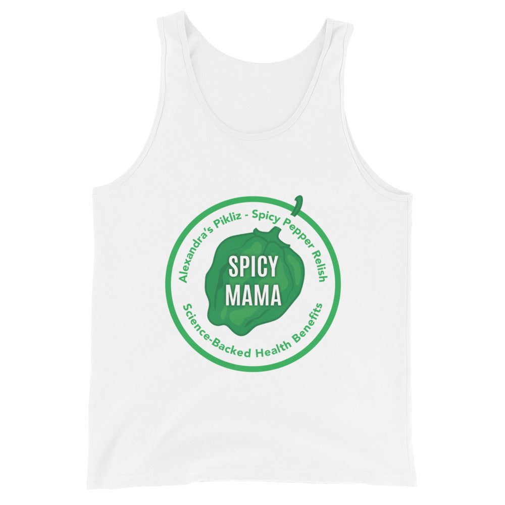 
                  
                    Flaunt your love for spice with Alexandra's Pikliz Spicy Mama white tank top
                  
                